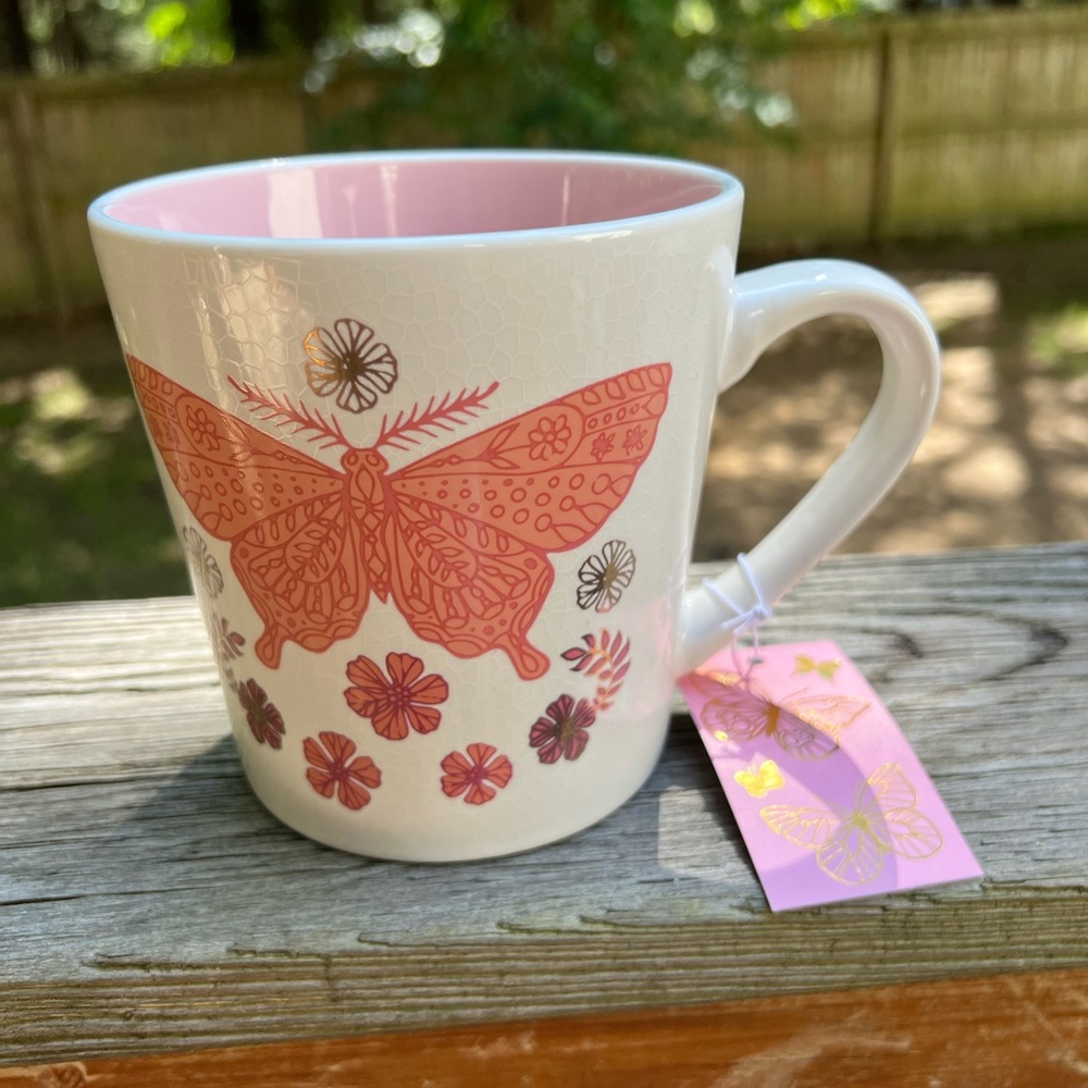 SEEDS & SUNSHINE Large Butterfly Mug Designs both sides NWT NEW